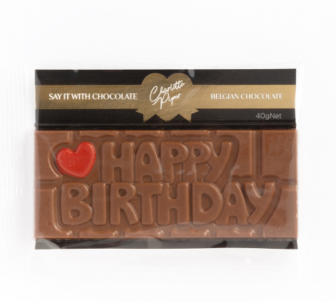 Charlotte Piper Happy Birthday Milk Chocolate 40g - Just In Time Gourmet